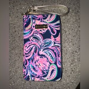 Lilly Pulitzer Pink and Blue Paisley Phone Wristlet